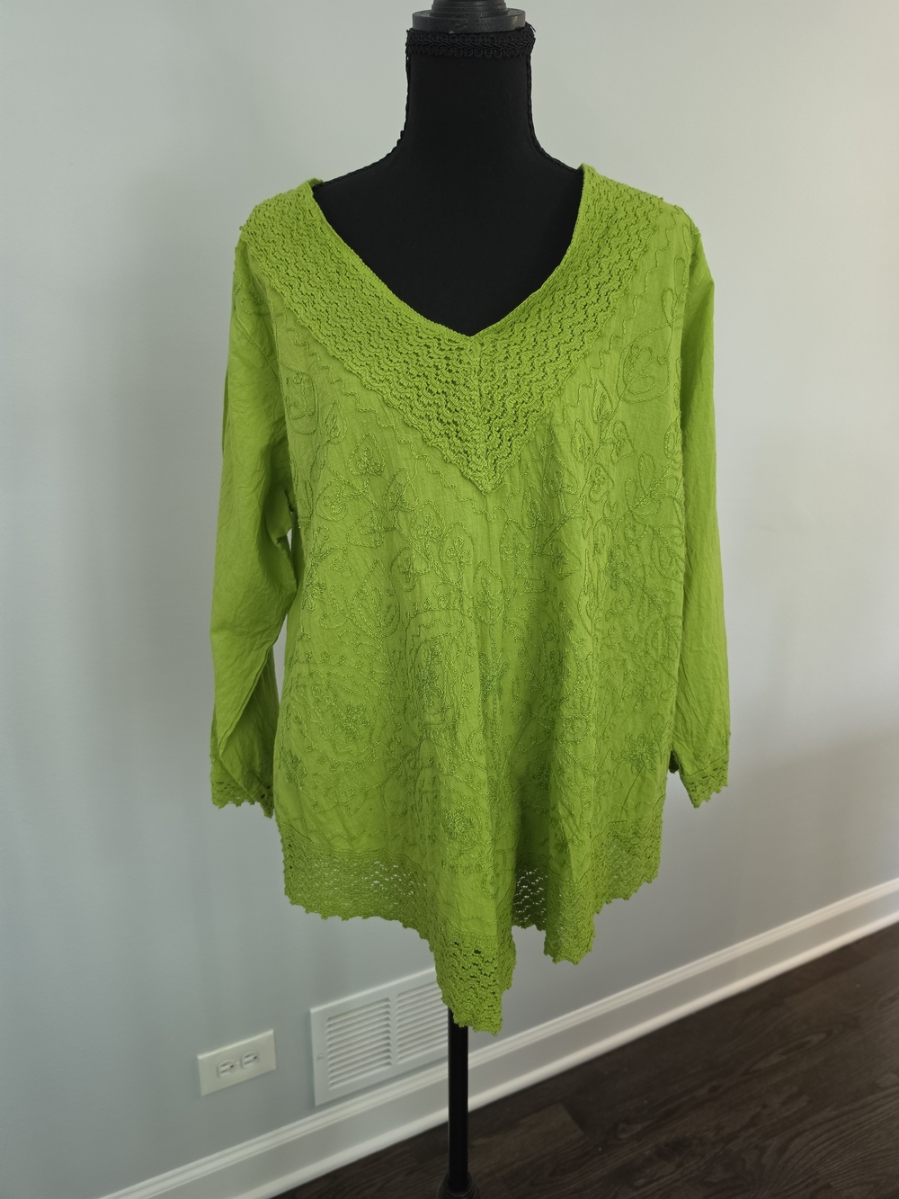 Vibrant Lime Green V-Neck Women's Sweater